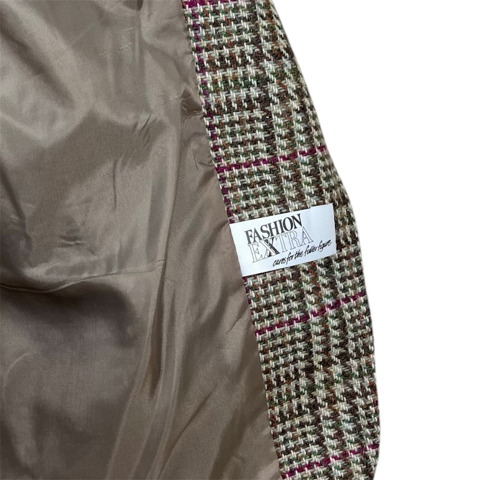 Vintage 80's Checked Tweed Blazer/Jacket Size 16 Brown