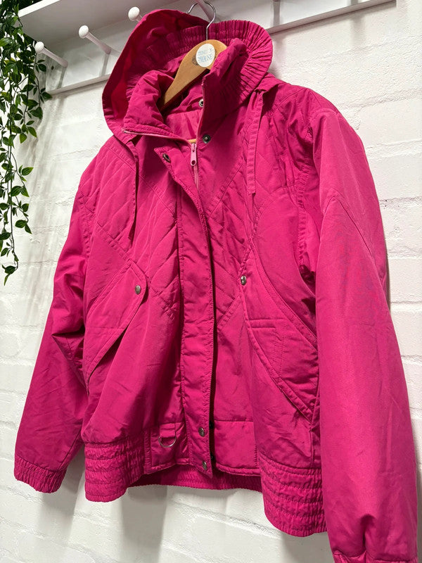 Vintage 80’s St Michael Ski Jacket Coat 10-12 Padded Barbie Hot Pink