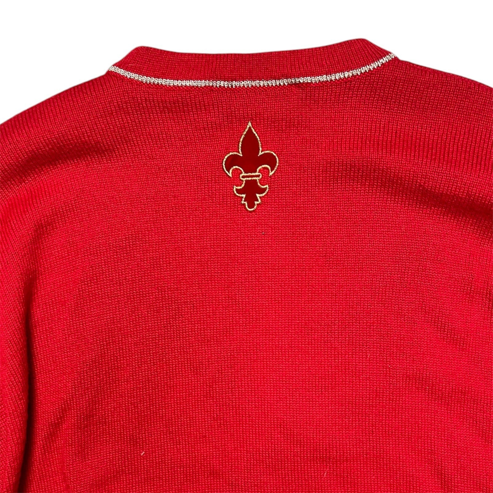 Vintage 80's Jumper Red Graphic Size S/M 10-12 Crown Heritage Preppy Wool Blend