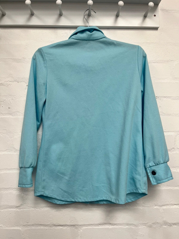 Vintage 70’s Light Blue Shirt 10 True Retro Dagger Collar Boho Western