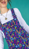 90's Arcade Print Stretch Twill Cotton Dungarees by Run and Fly