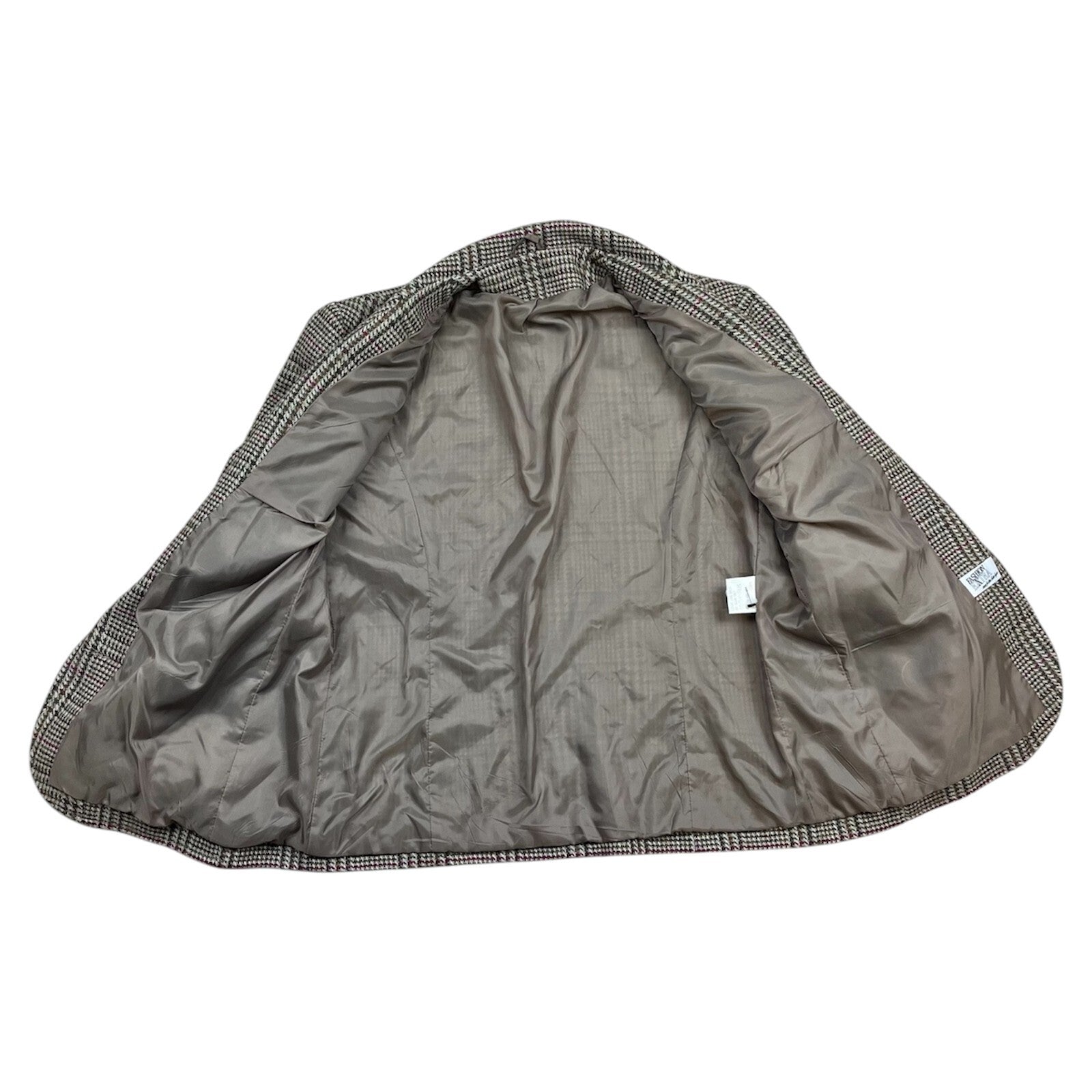 Vintage 80's Checked Tweed Blazer/Jacket Size 16 Brown