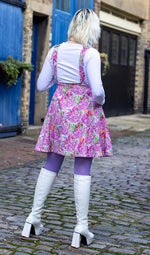 Run and Fly Pink Axolotl Print Flared Pinafore Dress