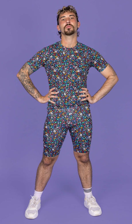 Boogie Bones Print Cycling Shorts by Run and Fly