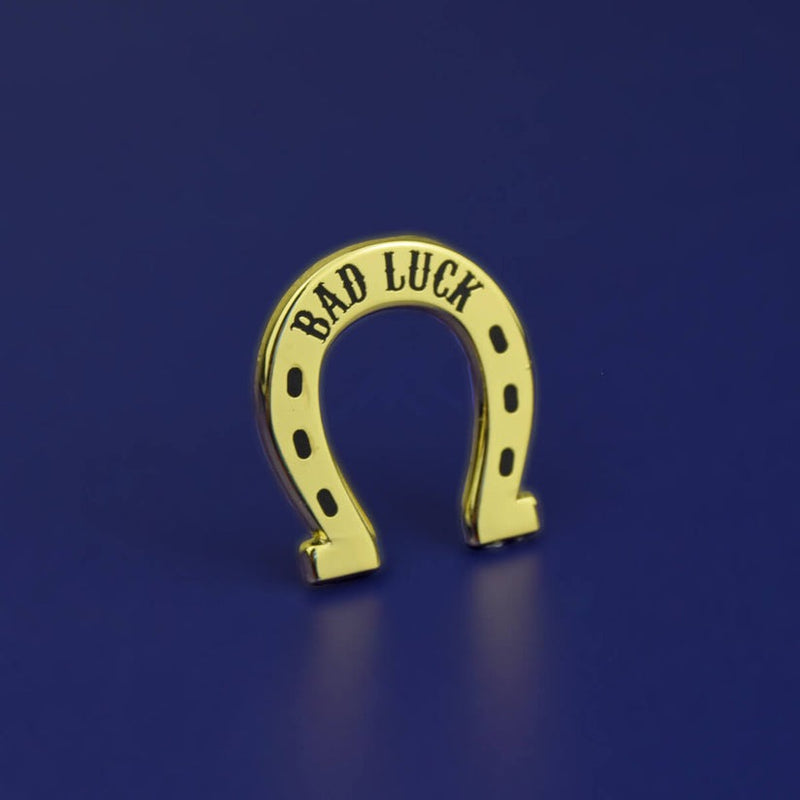 Bad Luck Horseshoe Lapel Pin Badge