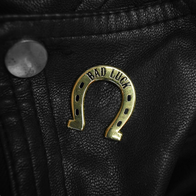 Bad Luck Horseshoe Lapel Pin Badge