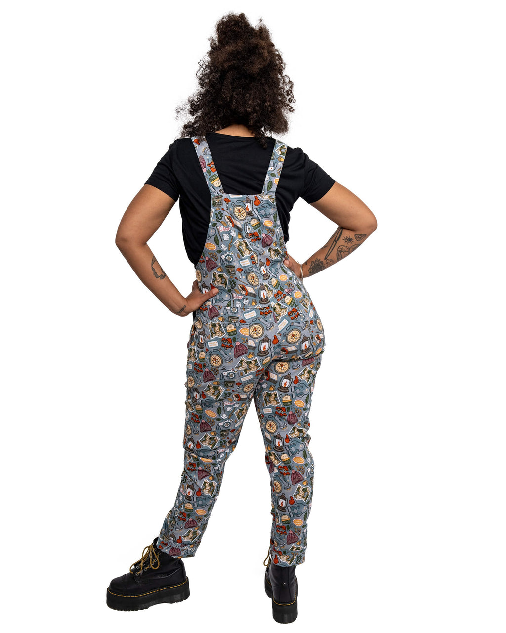 Camp Club Print Stretch Cotton Dungarees by Run and Fly