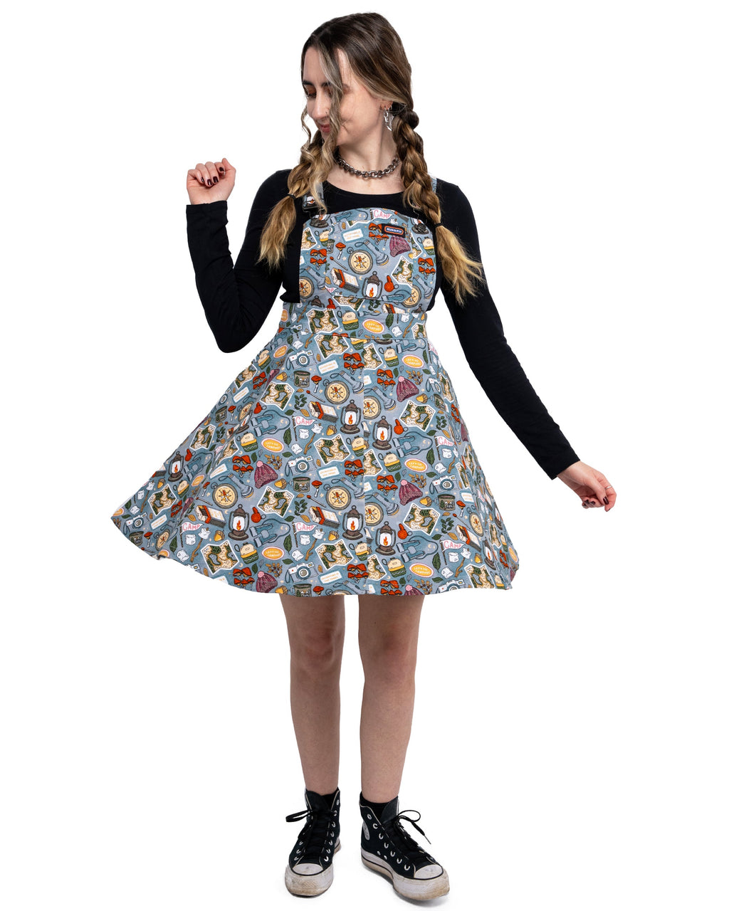 Run and Fly Camp Club Flared Pinafore Dress