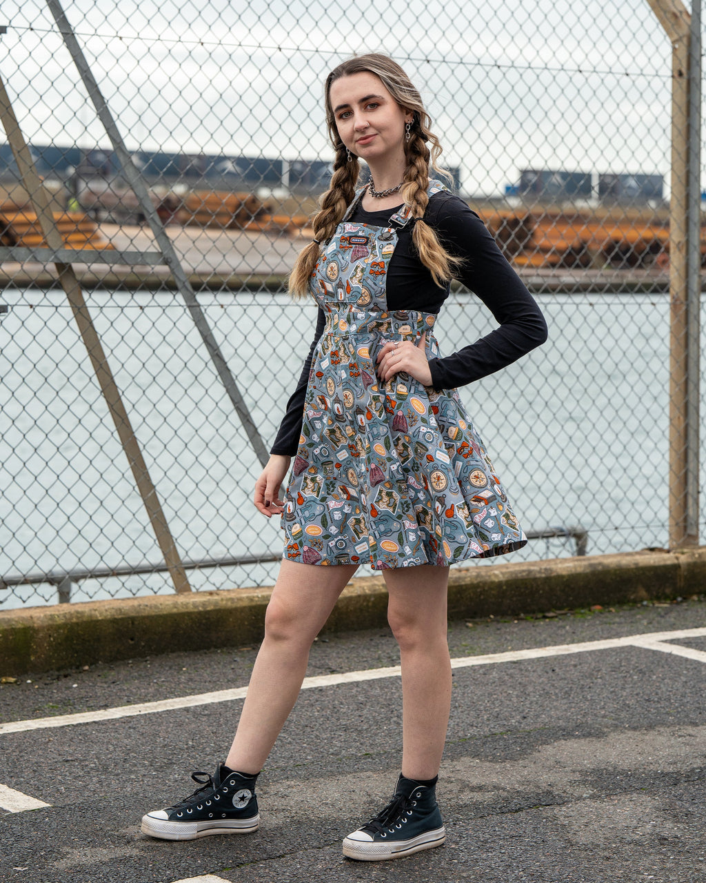 Run and Fly Camp Club Flared Pinafore Dress
