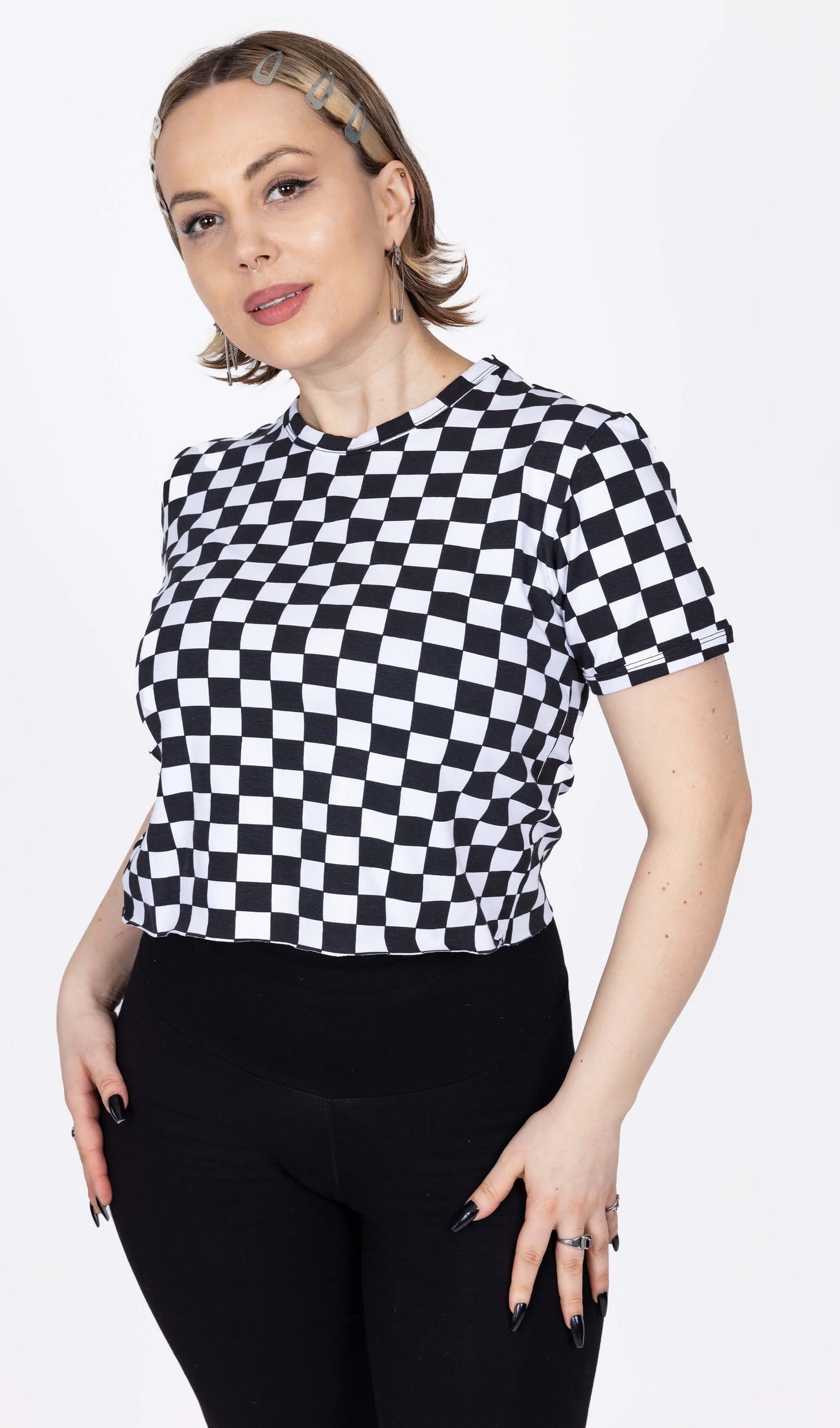 Girl's Red & Black Check Print Crop Top - LYUSH KIDS