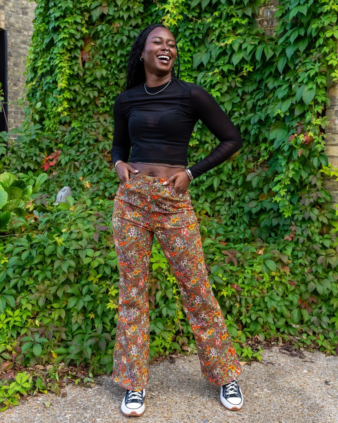 Cottagecore Floral Flare Jeans by Run and Fly