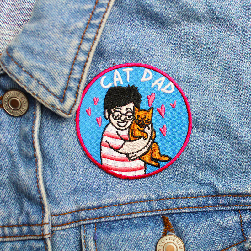 Cat Dad Iron On Patch