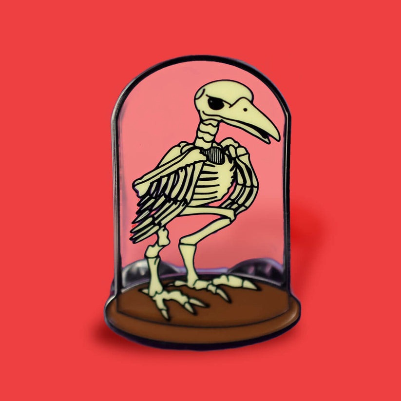 Crow Skeleton Pin Badge