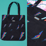 Rainbow Lightning Bolt Tote Bag by Run and Fly