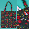 Retro Old School Tattoo Print Tote Bag by Run and Fly
