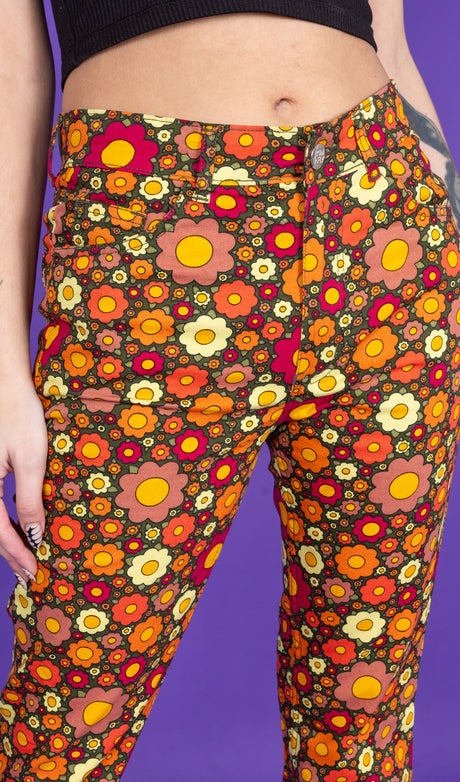 Ditsy Floral Bell Bottom Flares Jeans by Run and Fly