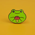 Cute Frog Toadstool Enamel Lapel Pin Badge