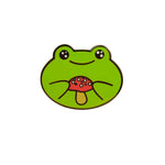 Cute Frog Toadstool Enamel Lapel Pin Badge