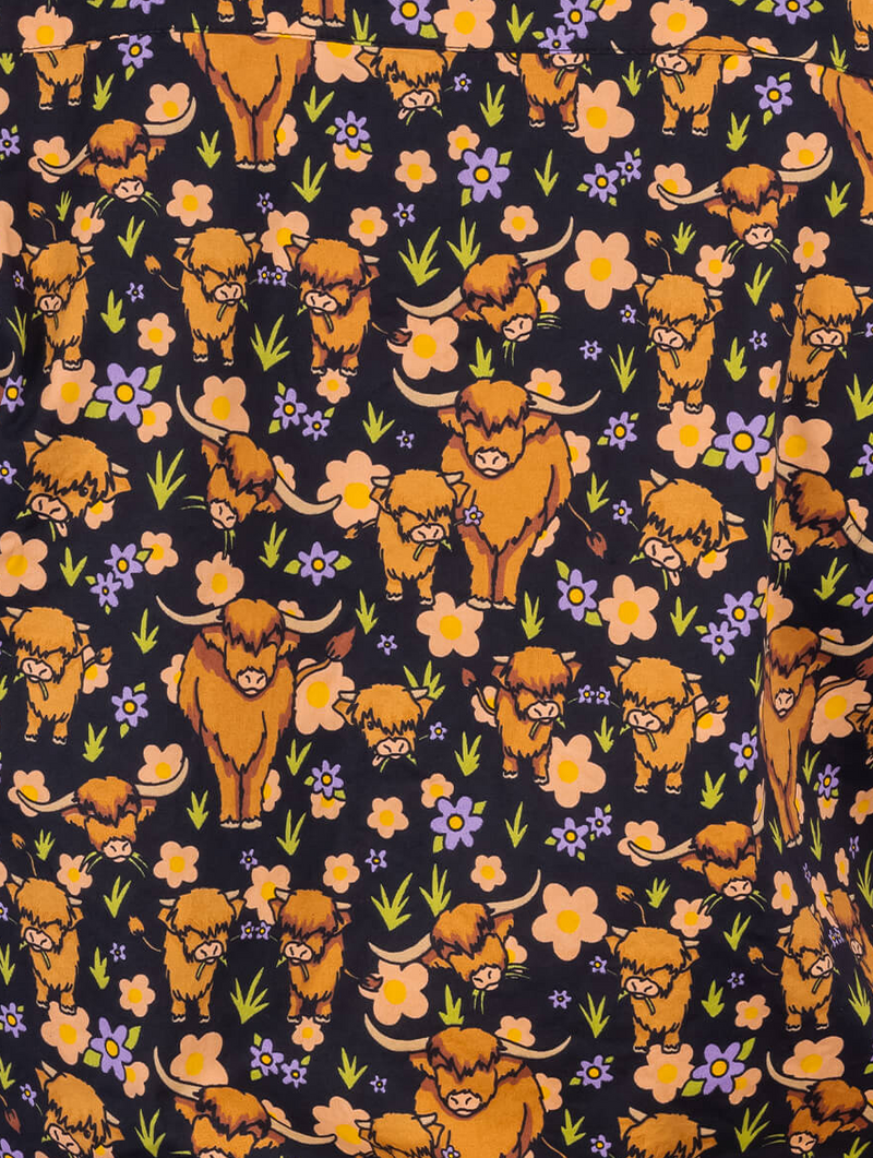 Highland Cow Print Cycling Shorts by Run and Fly