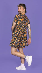 Highland Cow Print Smock Dress with Pockets by Run and Fly