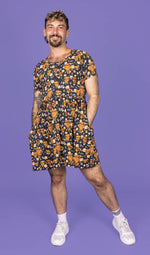Highland Cow Print Smock Dress with Pockets by Run and Fly
