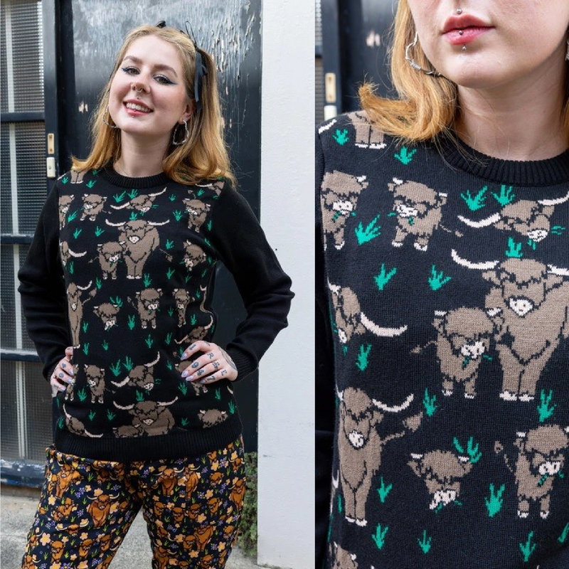 Highland Cow Jumper by Run and Fly