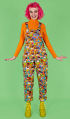 Run and Fly X Katie Abey Weird and Wonderful Print Stretch Twill Cotton Dungarees