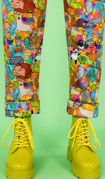 Run and Fly X Katie Abey Weird and Wonderful Print Stretch Twill Cotton Dungarees