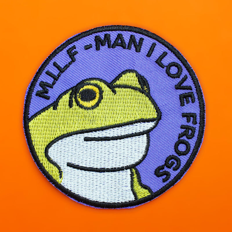 MILF Man I Love Frogs Iron On Patch