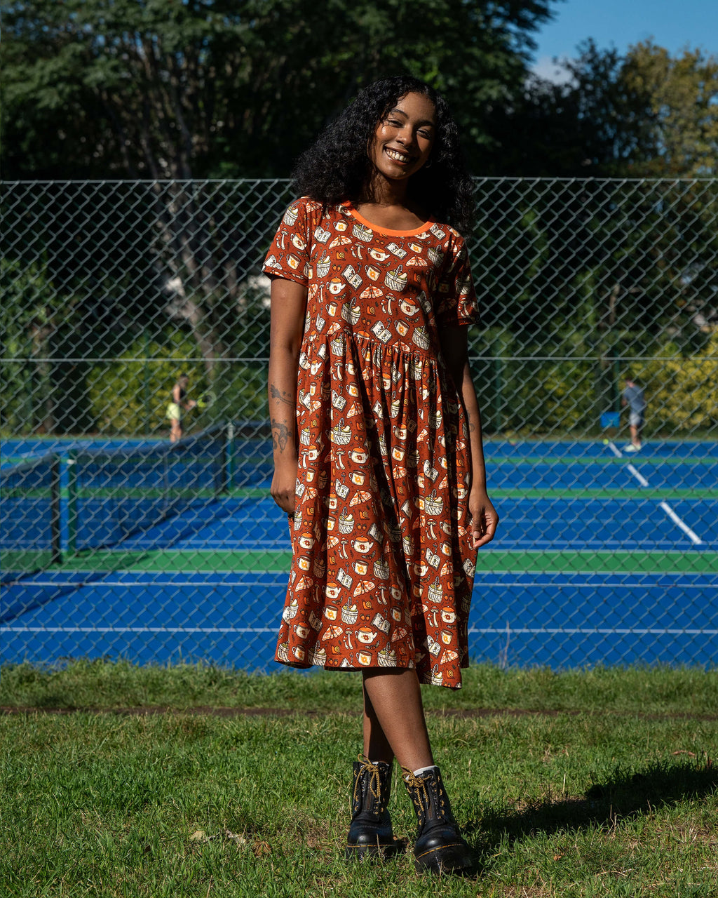 Mushroom Tea Party Print Smock Dress with Pockets by Rebel Romance