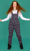 Run and Fly Over The Rainbow Print Stretch Twill Cotton Dungarees