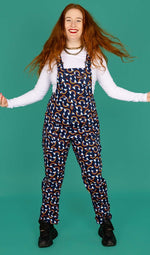 Run and Fly Over The Rainbow Print Stretch Twill Cotton Dungarees