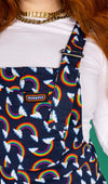 Run and Fly Over The Rainbow Print Stretch Twill Cotton Dungarees