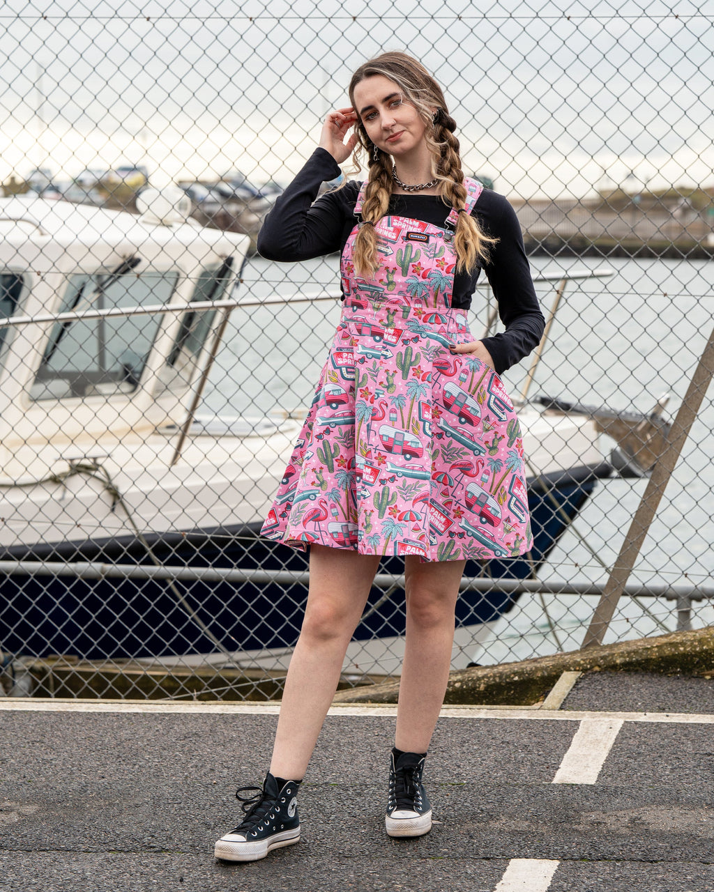 Run and Fly Palm Springs Flared Pinafore Dress
