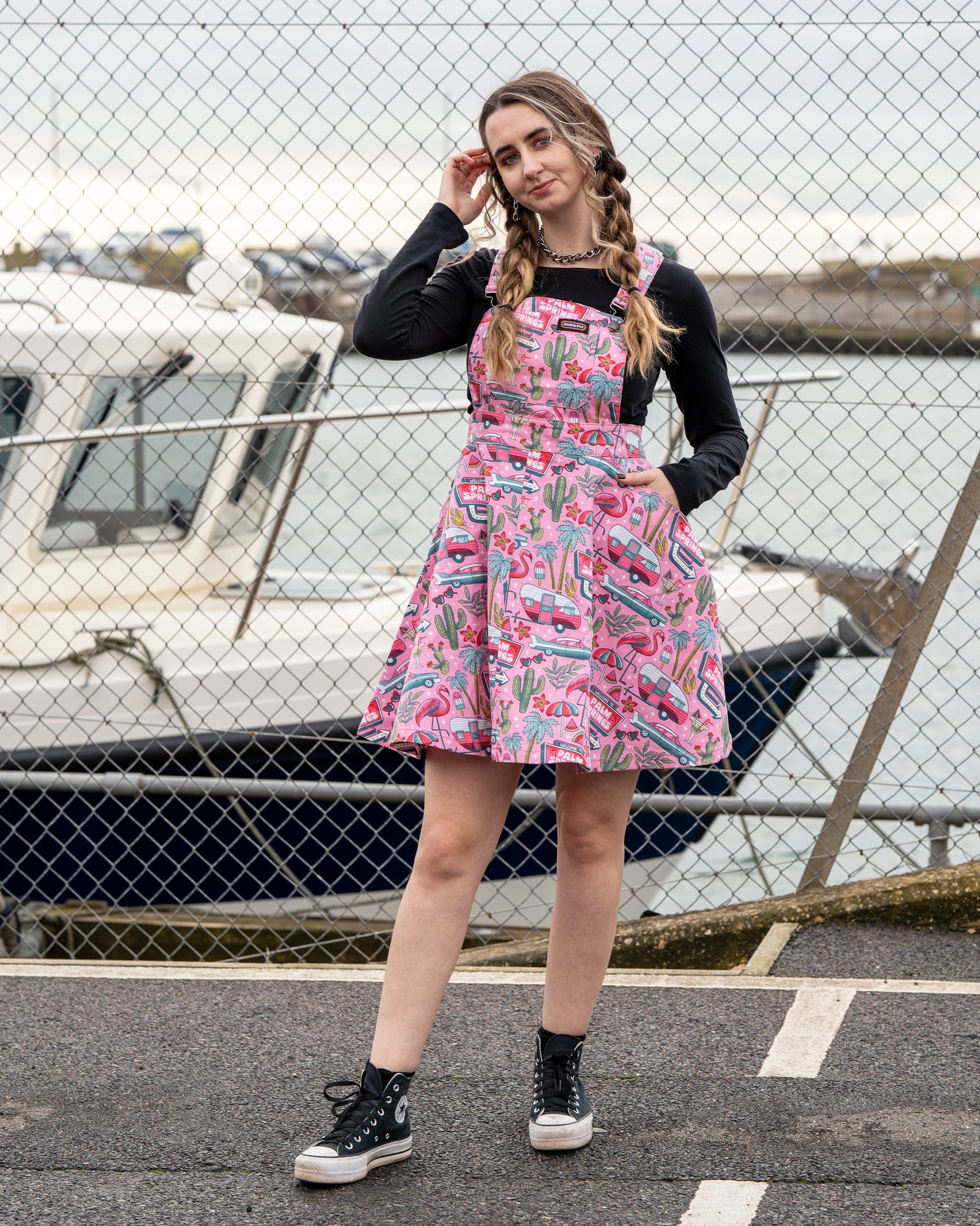 Run and Fly Palm Springs Flared Pinafore Dress