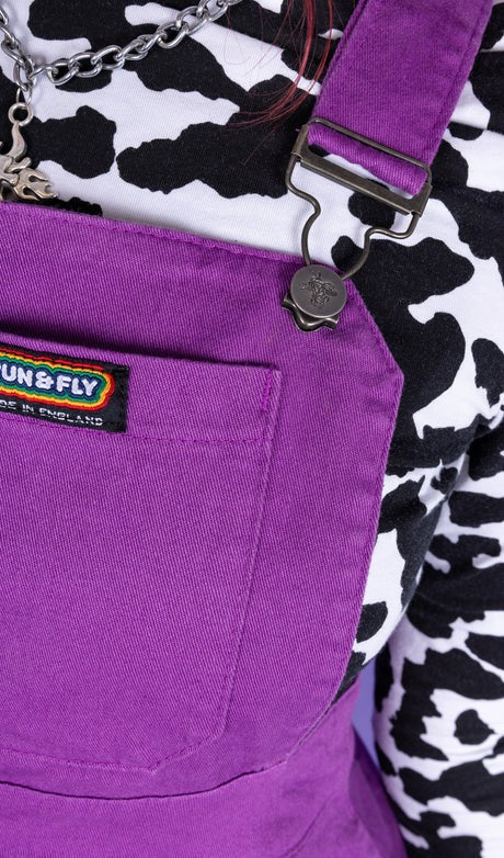 Run and Fly Purple Stretch Twill Flared Pinafore Dress