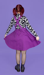 Run and Fly Purple Stretch Twill Flared Pinafore Dress