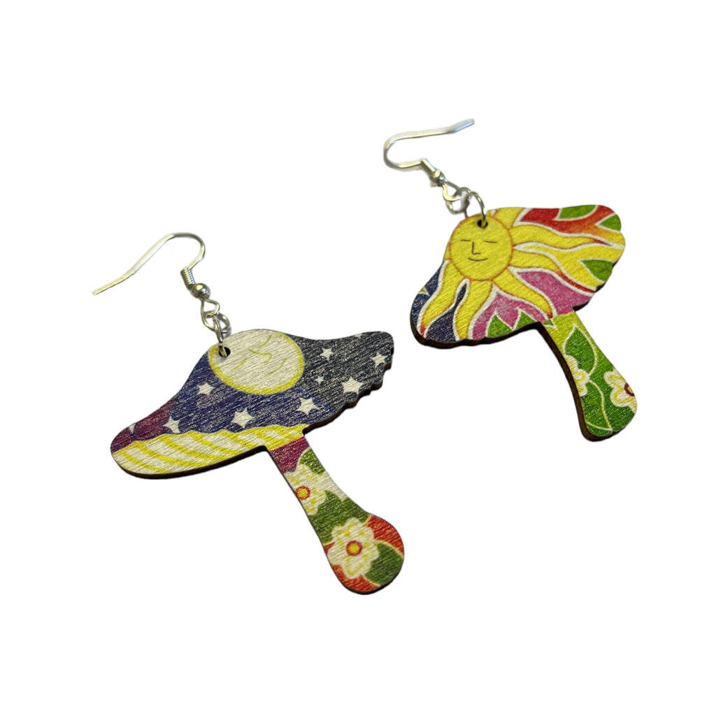 Sun and Moon Mushroom Earrings