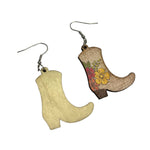 Wooden Cowboy Boots Earrings