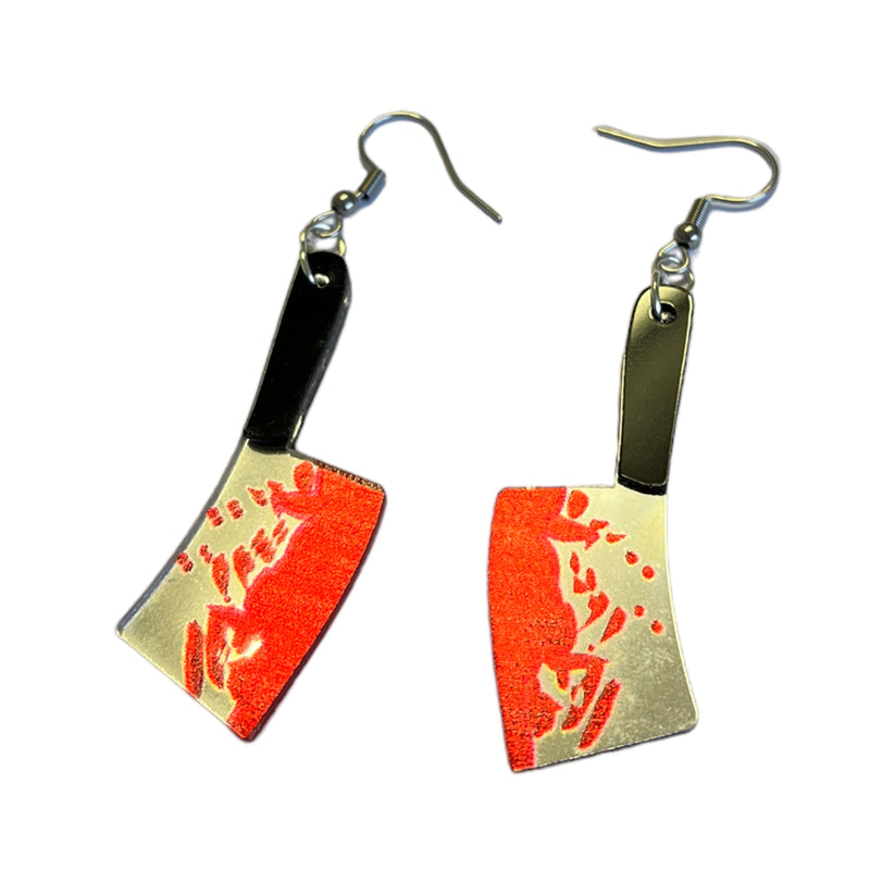 Bloody Meat Cleaver Earrings