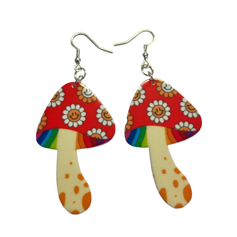 Happy Smiley Mushroom Earrings