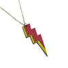 Pink Wooden Lightning Bolt Necklace