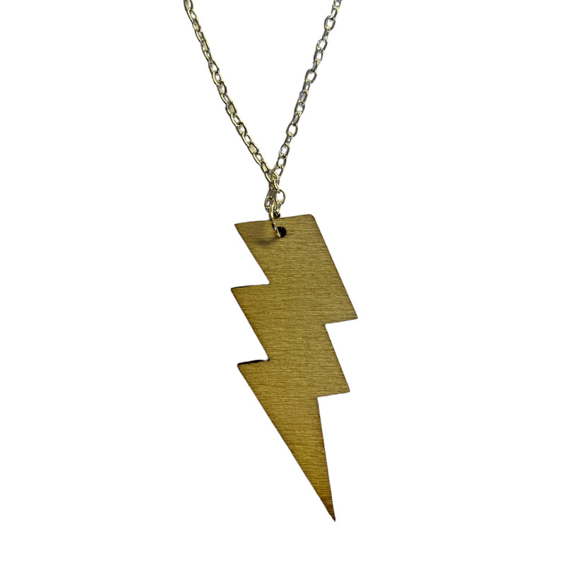 Pink Wooden Lightning Bolt Necklace