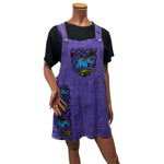 Purple Elephant Embroidered Pinafore Dress