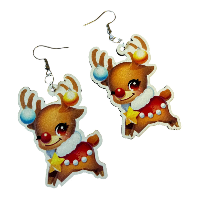 Christmas Cute Retro Reindeer Earrings
