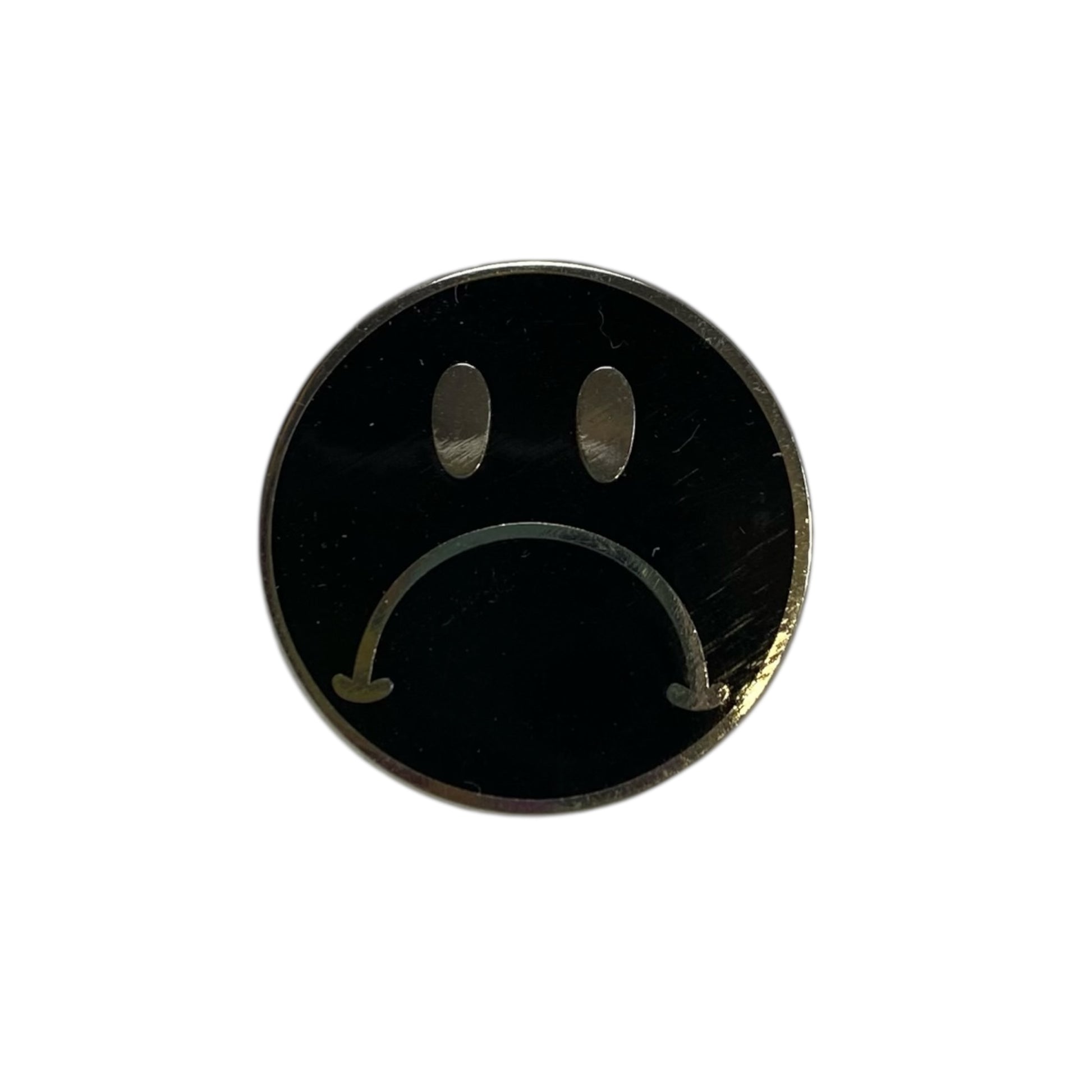 Sad Smiley Face Pin Badge