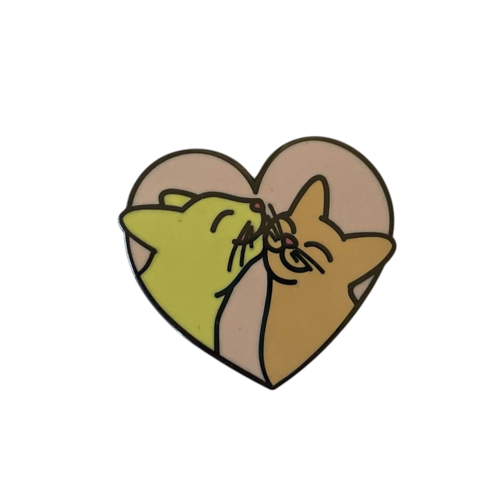 Cute Cats Heart Pin Badge