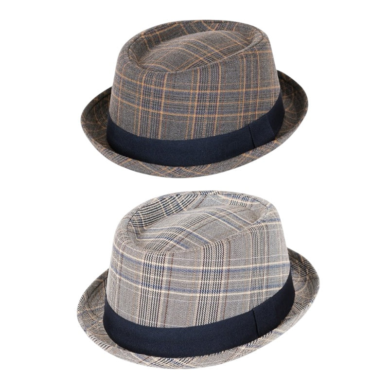 Tweed Check Pork Pie Hat