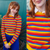 Rainbow Stripe Cropped Jumper by Run and Fly