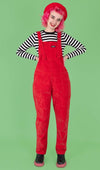 Red Stretch Corduroy Dungarees by Run and Fly